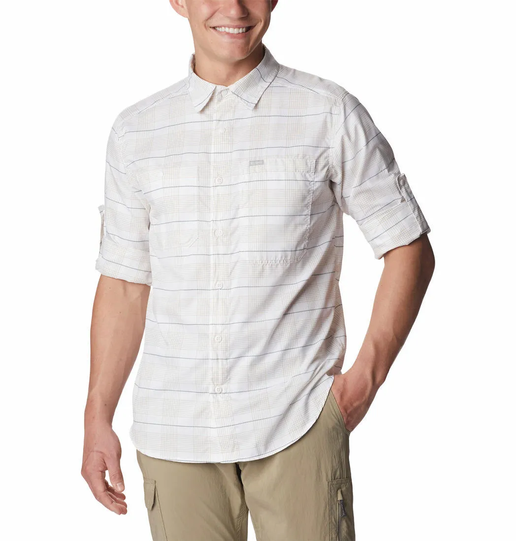Columbia Men White Omni-Shade Silver Ridge Utility Lite Plaid Long Sleeve Shirt