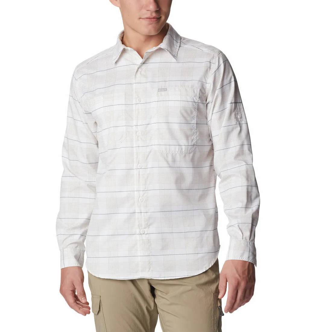 Columbia Men White Omni-Shade Silver Ridge Utility Lite Plaid Long Sleeve Shirt