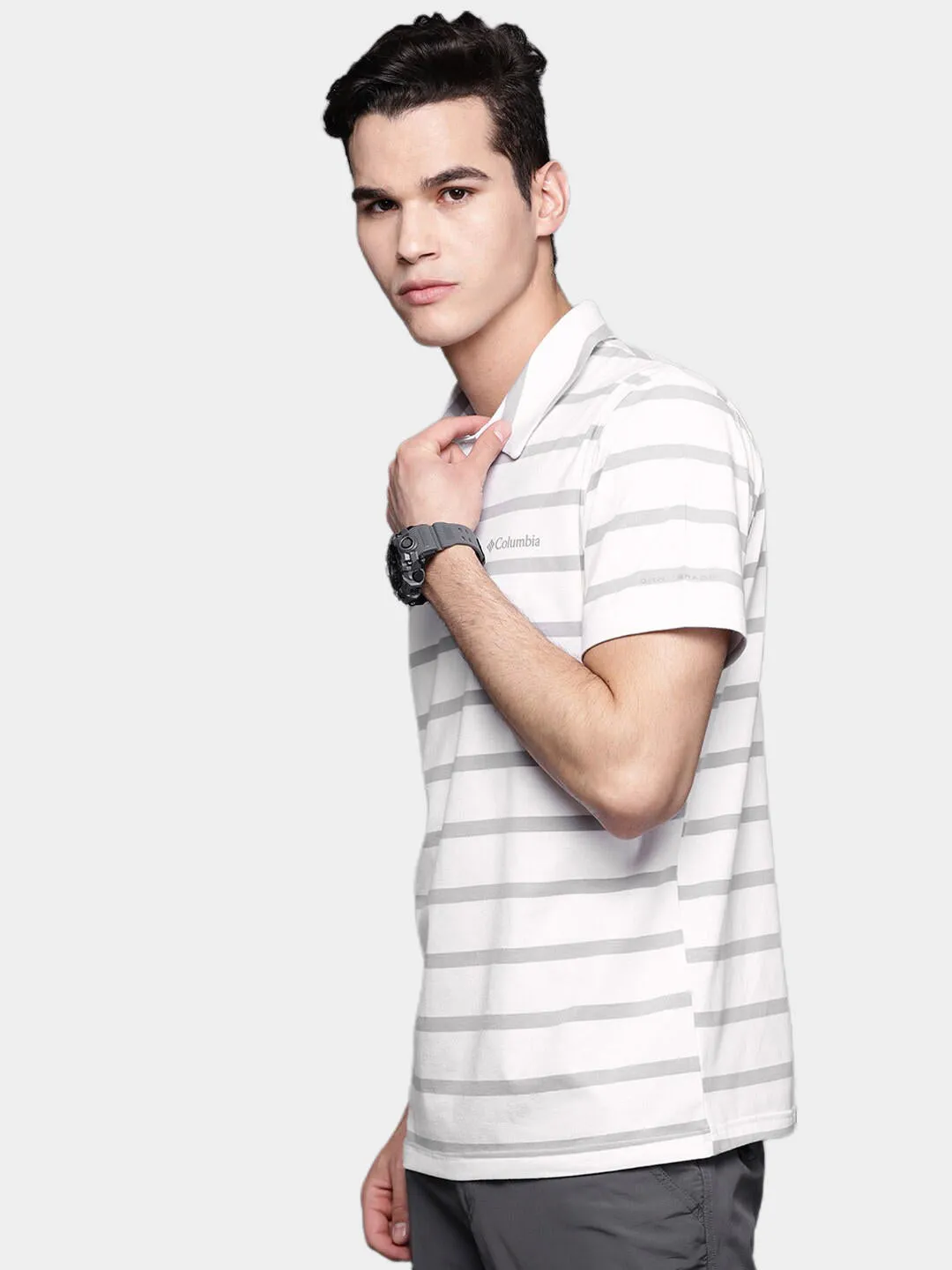 Columbia Men White Omni-Wick Sun Trek Polo Tshirt