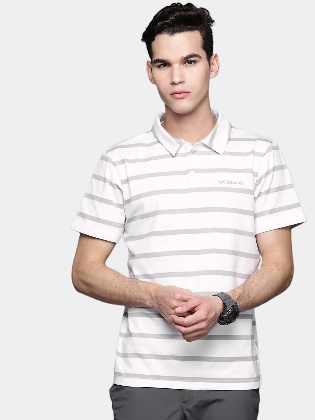 Columbia Men White Omni-Wick Sun Trek Polo Tshirt