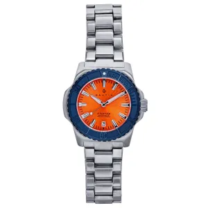 Cortez Automatic Bracelet Watch w/Date - Orange/Navy