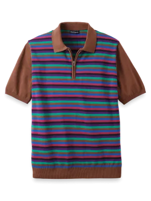 Cotton Quarter Zip Polo - Multi