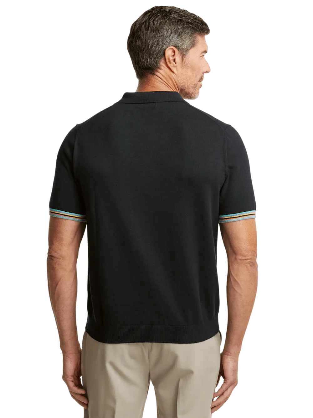 Cotton Three Button Polo - Black