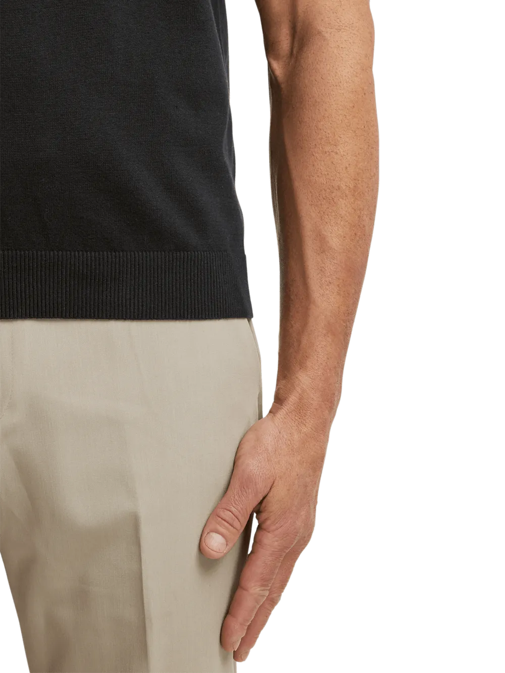Cotton Three Button Polo - Black