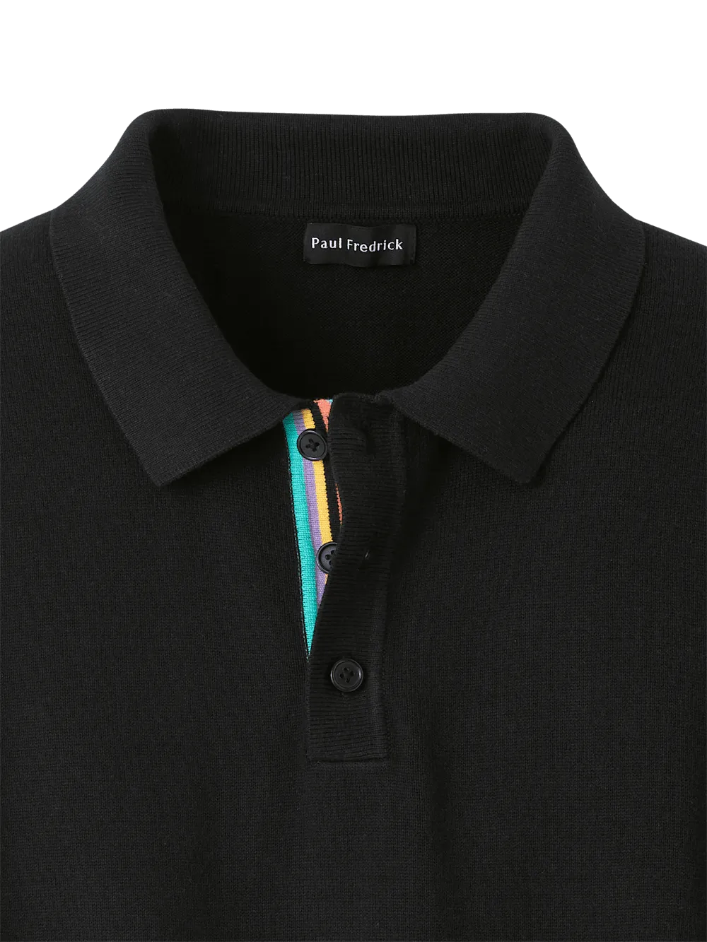 Cotton Three Button Polo - Black