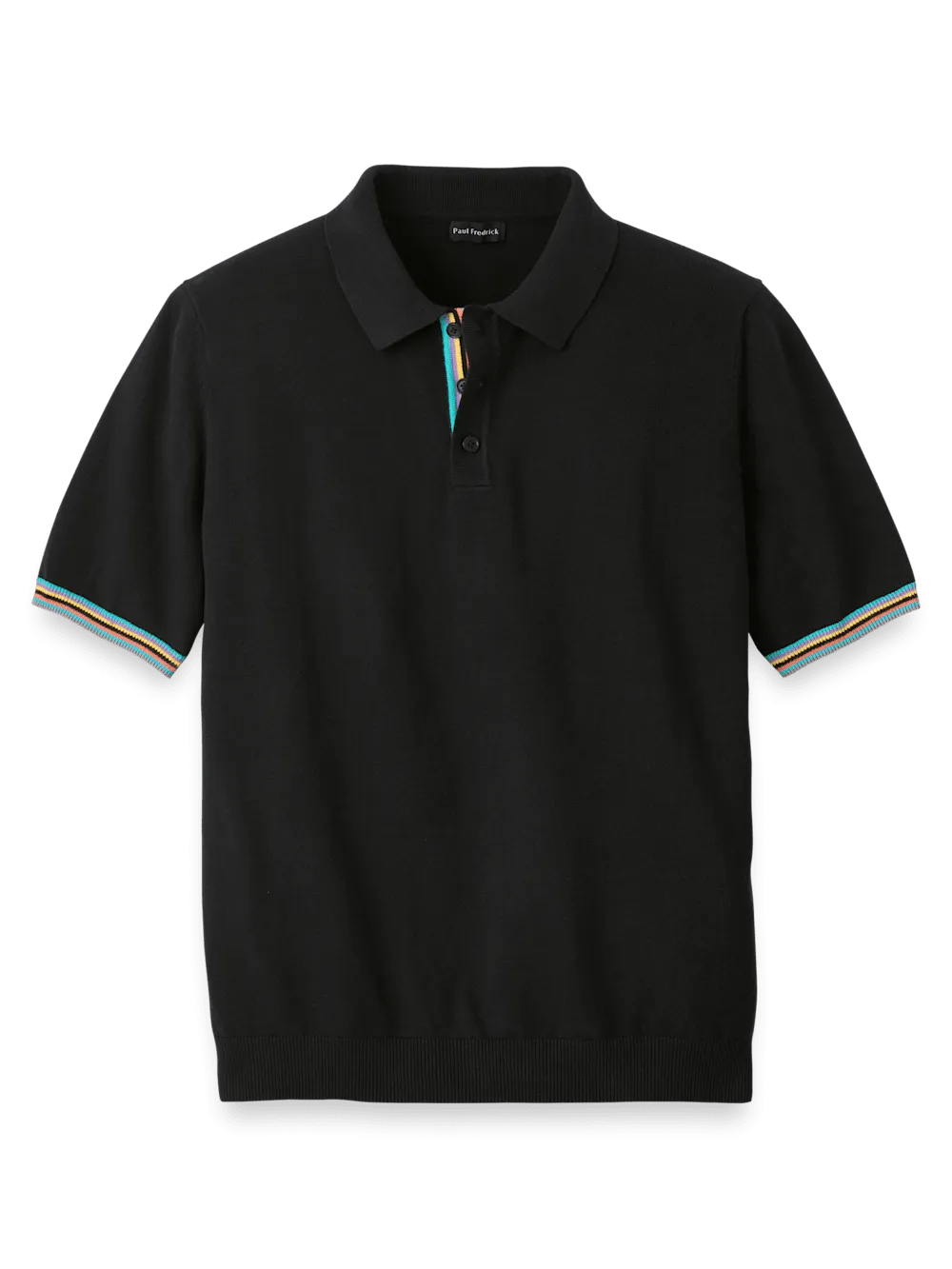 Cotton Three Button Polo - Black