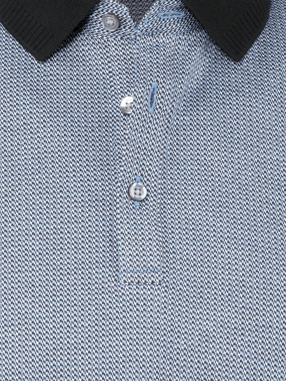 Cotton Three Button Polo - Blue Multi