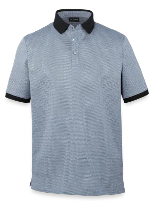 Cotton Three Button Polo - Blue Multi