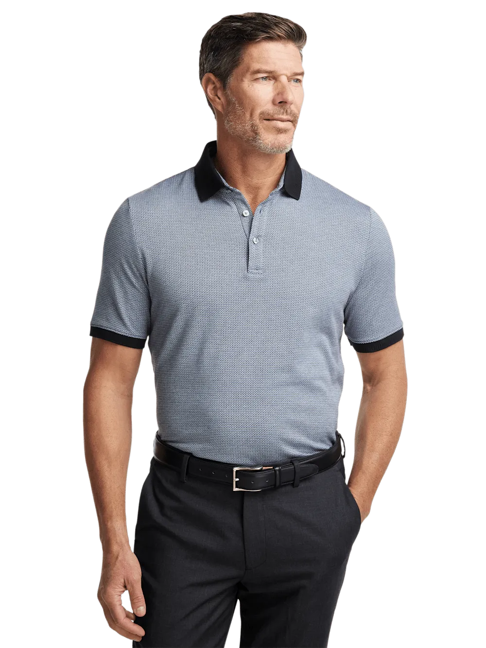Cotton Three Button Polo - Blue Multi