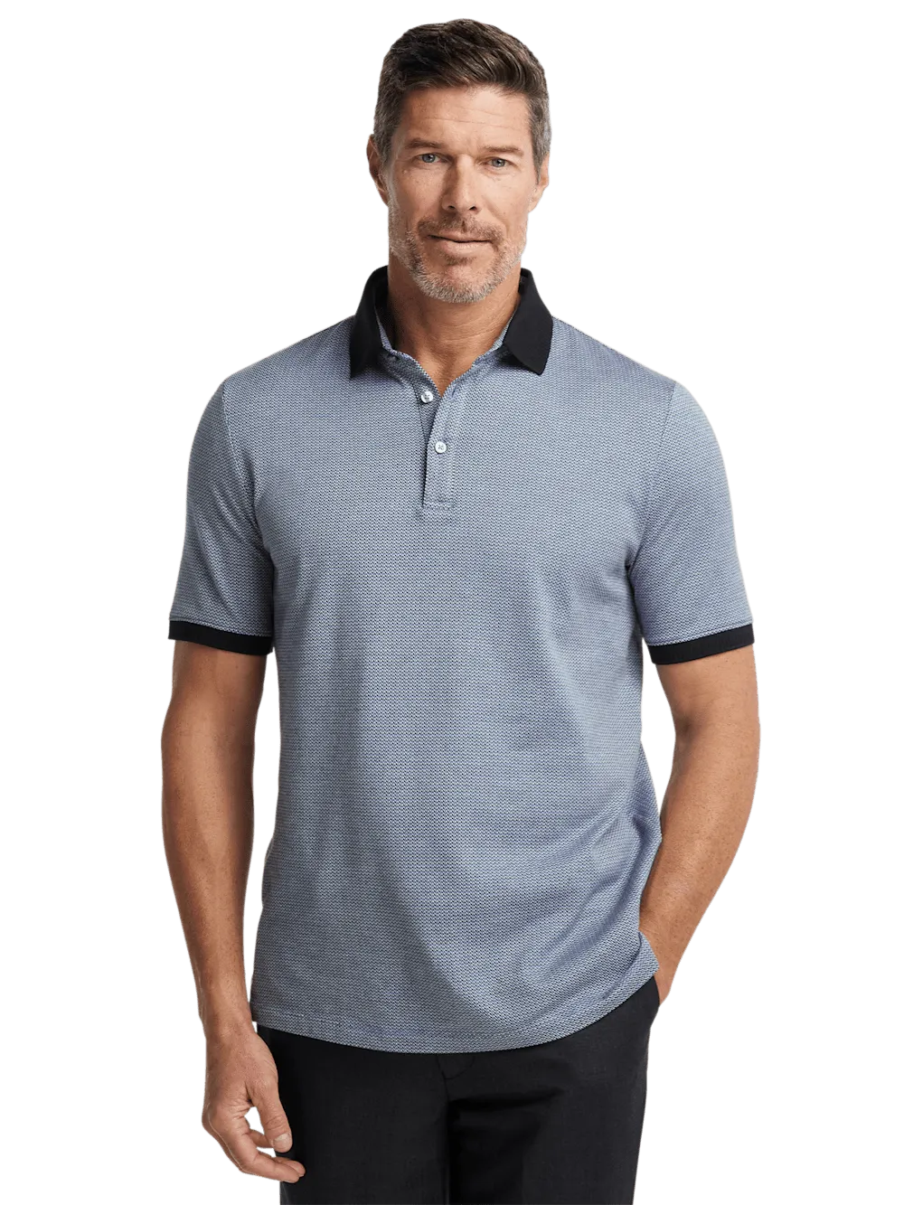 Cotton Three Button Polo - Blue Multi