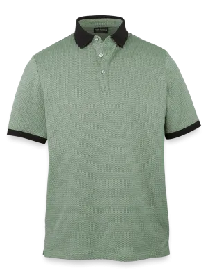 Cotton Three Button Polo - Green Multi