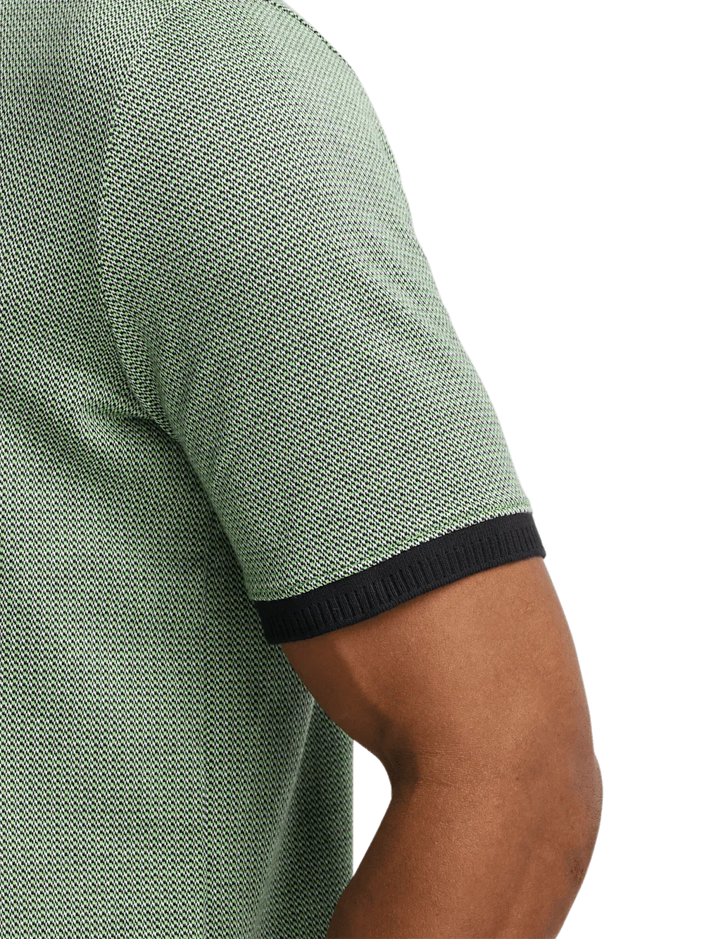 Cotton Three Button Polo - Green Multi