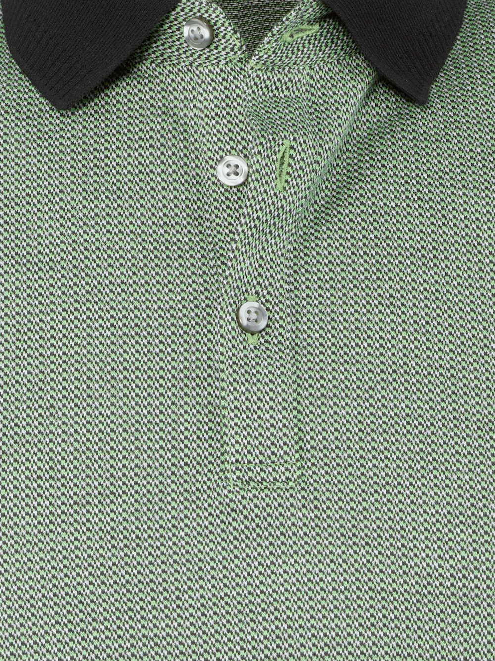 Cotton Three Button Polo - Green Multi