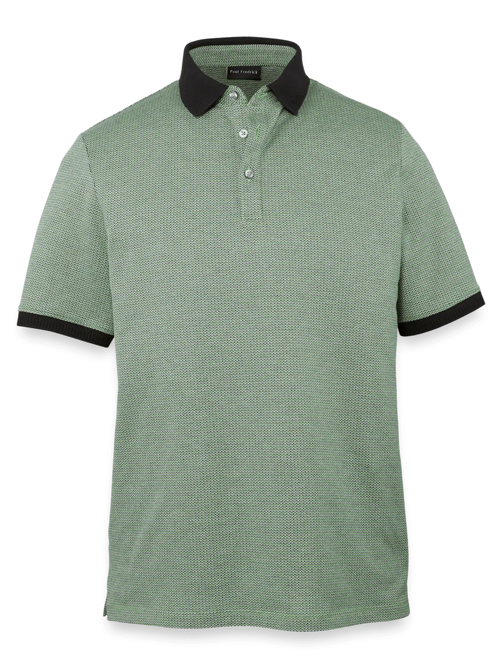 Cotton Three Button Polo - Green Multi