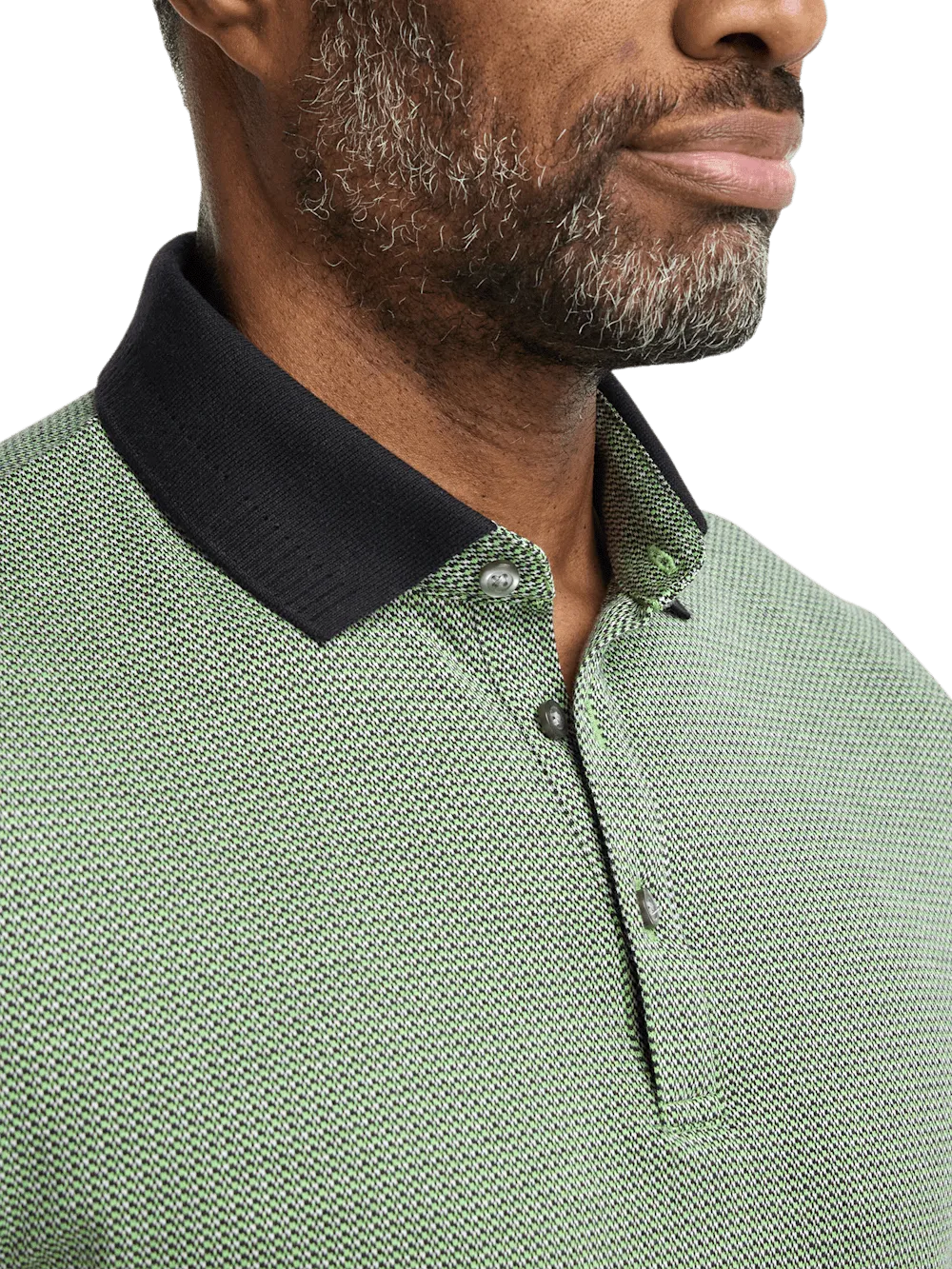 Cotton Three Button Polo - Green Multi
