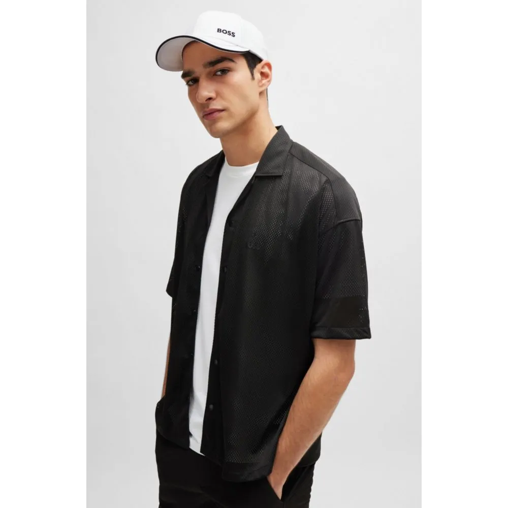 Cotton-twill cap with embroidered logo and metal buckle