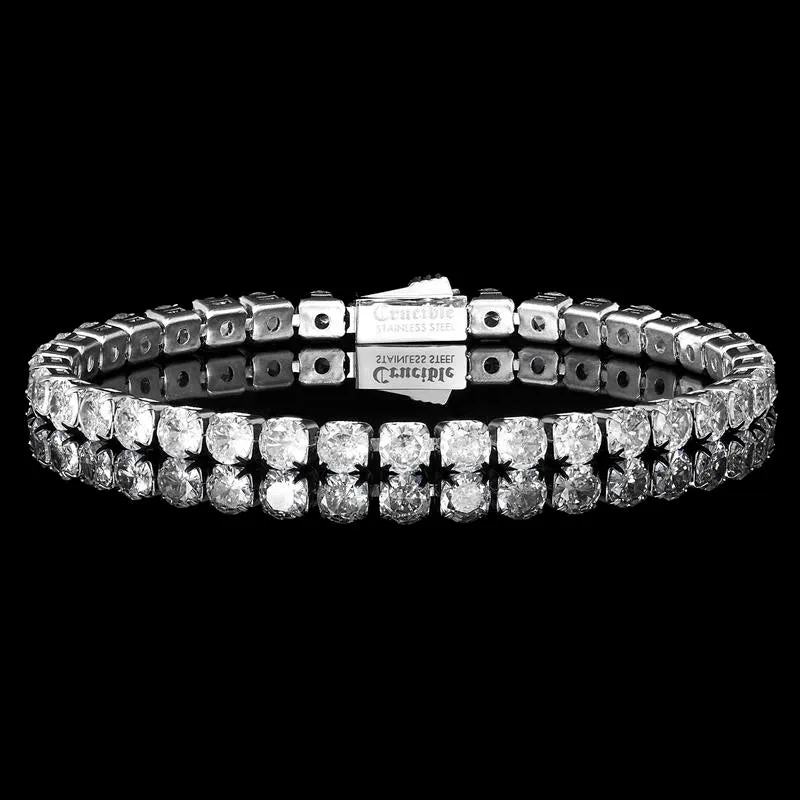 Crucible Los Angeles 5mm Simulated Diamond Silver Tennis Bracelet - 7.5"