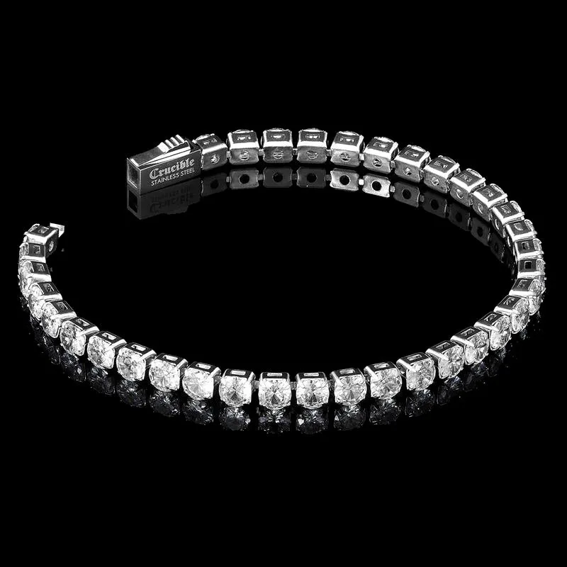 Crucible Los Angeles 5mm Simulated Diamond Silver Tennis Bracelet - 7.5"