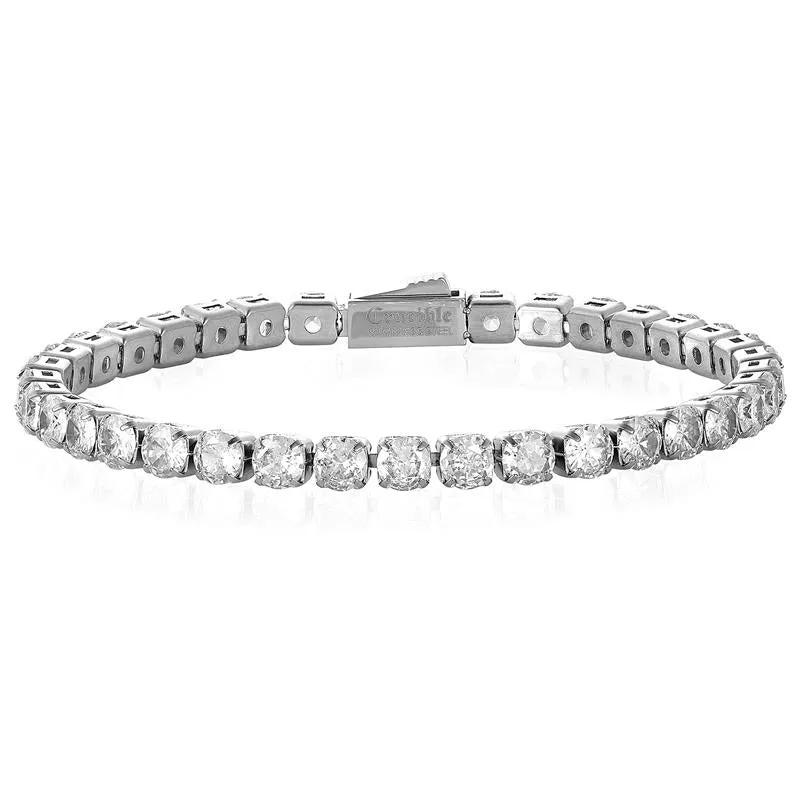 Crucible Los Angeles 5mm Simulated Diamond Silver Tennis Bracelet - 7.5"