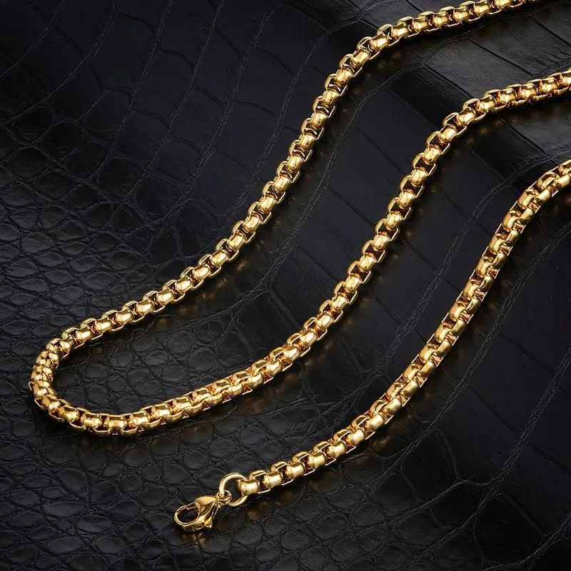 Crucible Los Angeles Polished Stainless Steel 5mm Box Chain - 18" to 28" - 3 Colors