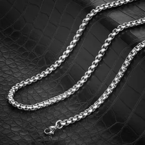 Crucible Los Angeles Polished Stainless Steel 5mm Box Chain - 18" to 28" - 3 Colors