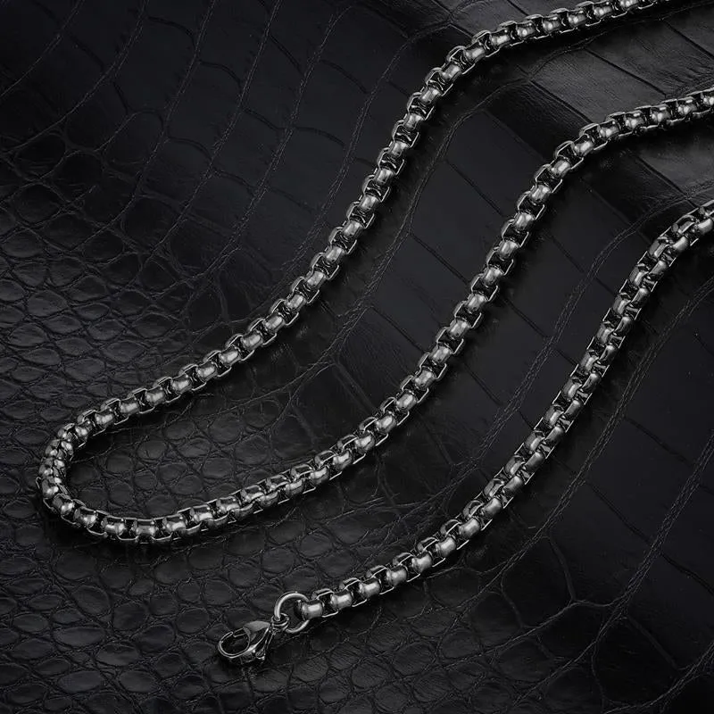 Crucible Los Angeles Polished Stainless Steel 5mm Box Chain - 18" to 28" - 3 Colors