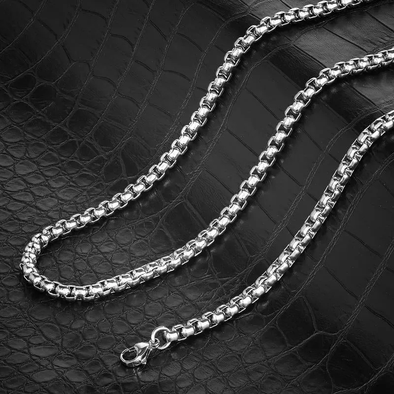 Crucible Los Angeles Polished Stainless Steel 5mm Box Chain - 18" to 28" - 3 Colors
