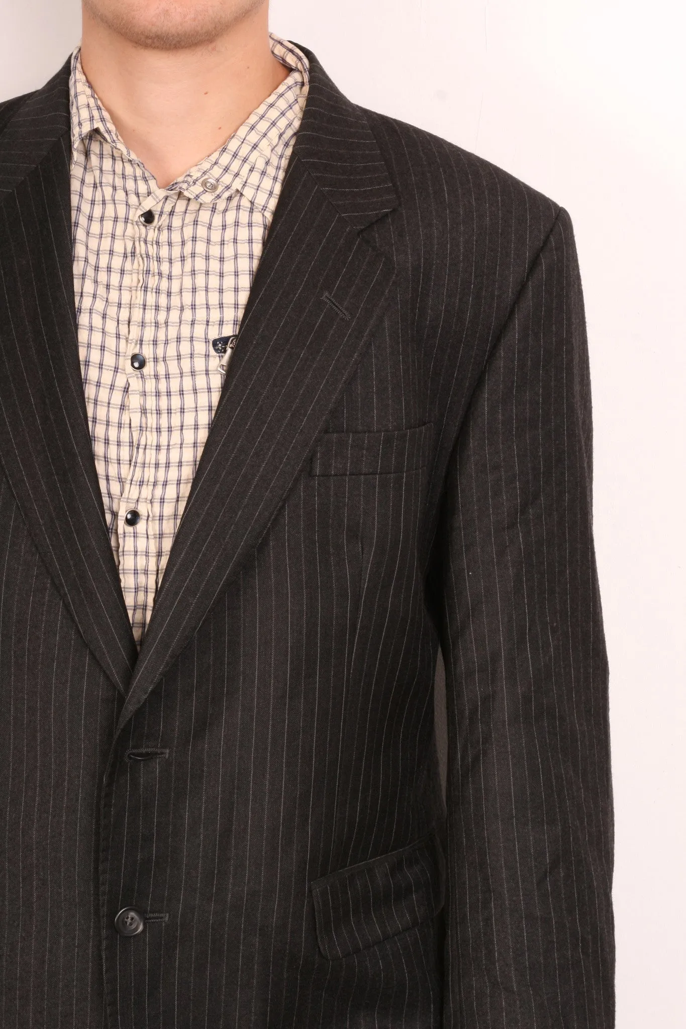 Daks Jermyn Street Mens 42 S Blazer Jacket Wool Striped Black