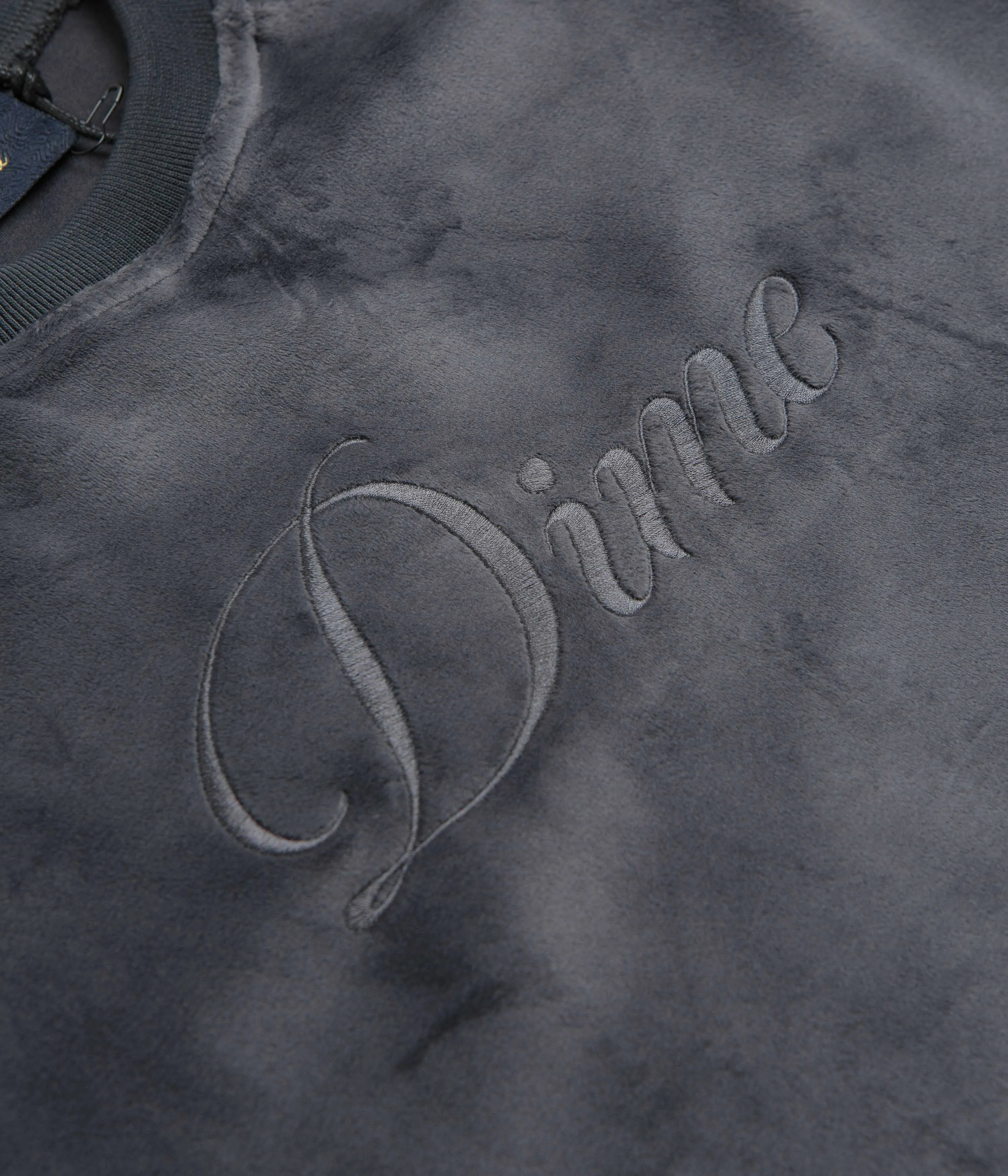 Dime Cursive Velvet Crewneck Sweatshirt - Smoke