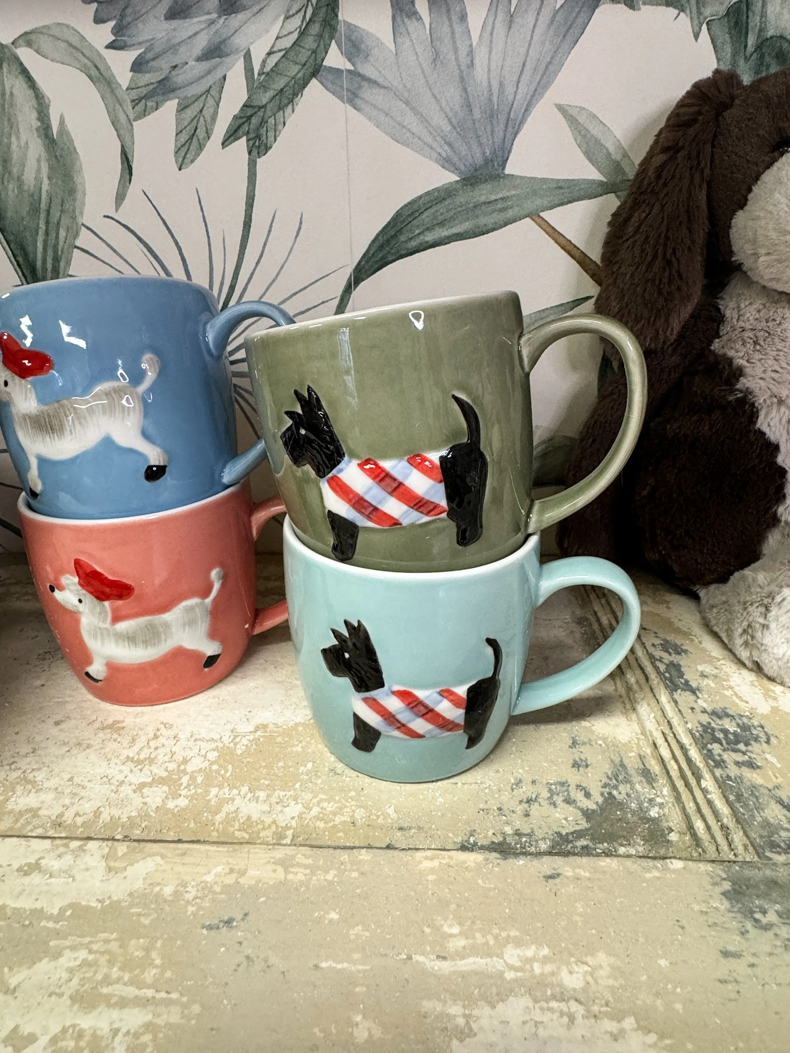 Dog Mug, 4 Asst Ceramic 3.25"