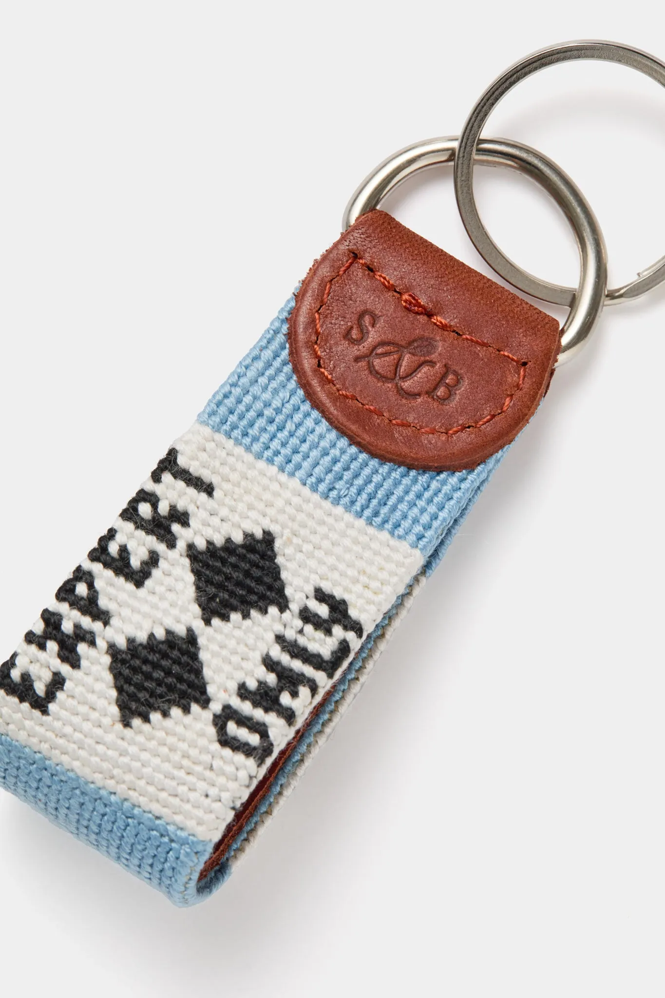 Double Black Diamond Needlepoint Key Fob