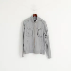Duck and Cover Men XL (L) Sweatshirt Grey Cotton Noble Style Full Zipper Army Top