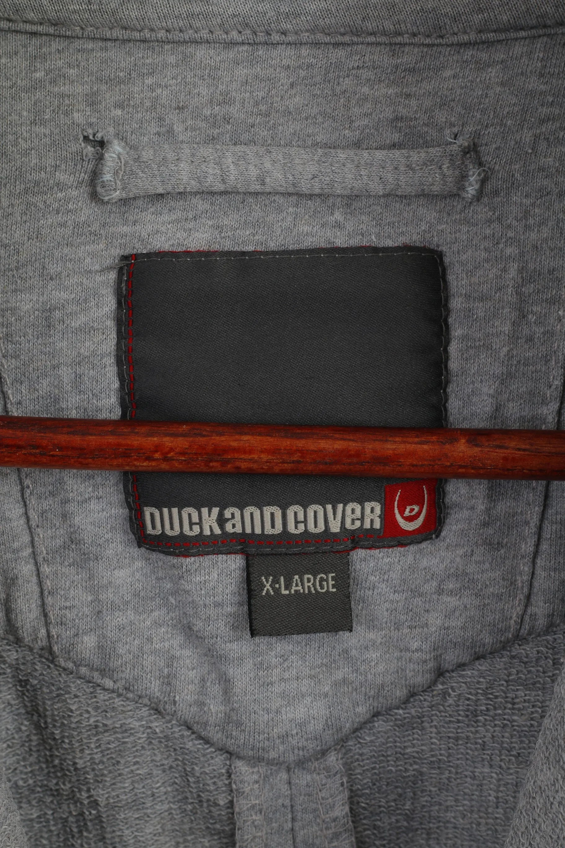 Duck and Cover Men XL (L) Sweatshirt Grey Cotton Noble Style Full Zipper Army Top