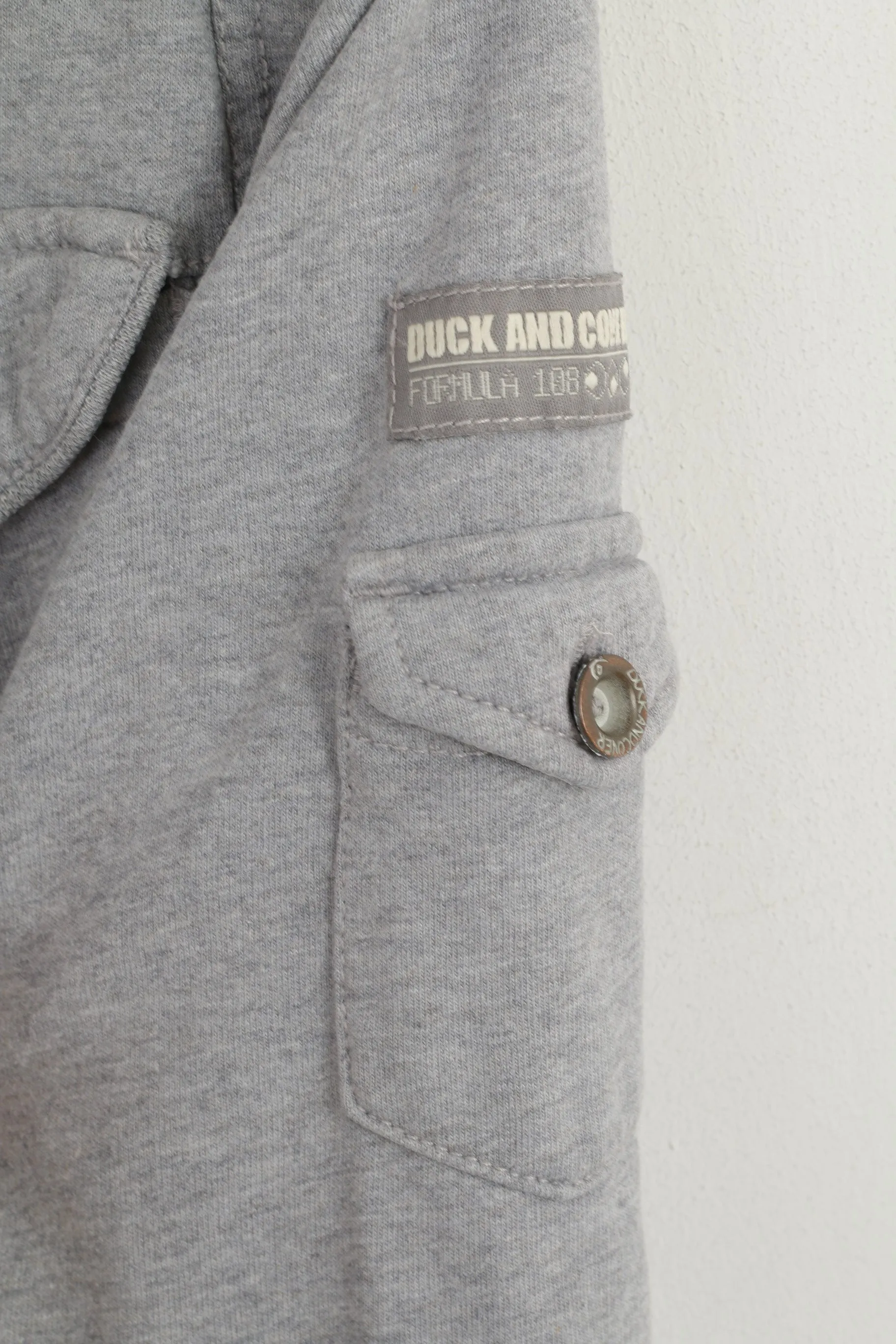 Duck and Cover Men XL (L) Sweatshirt Grey Cotton Noble Style Full Zipper Army Top