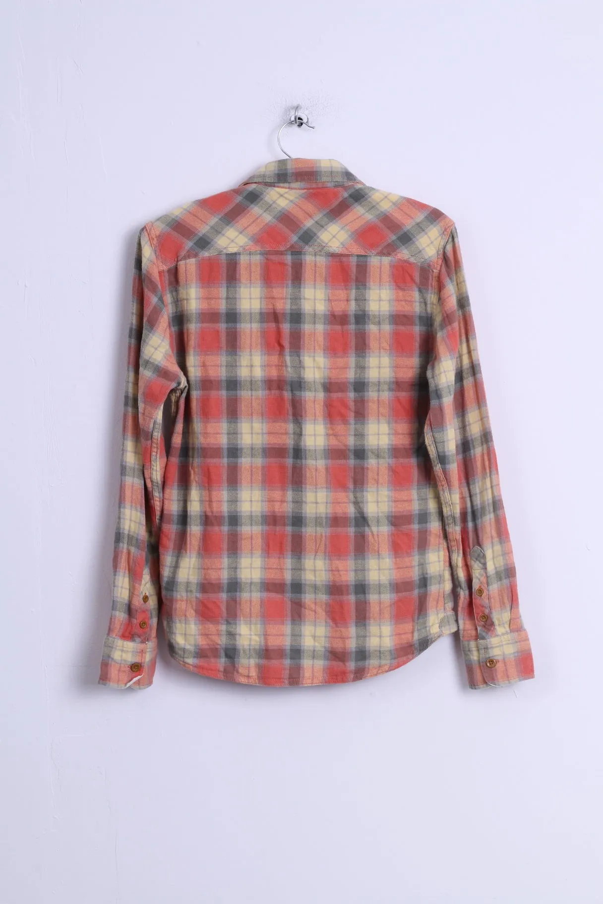 Easy Mens S Casual Shirt Yellow Multi Checkered Cotton Long Sleeve