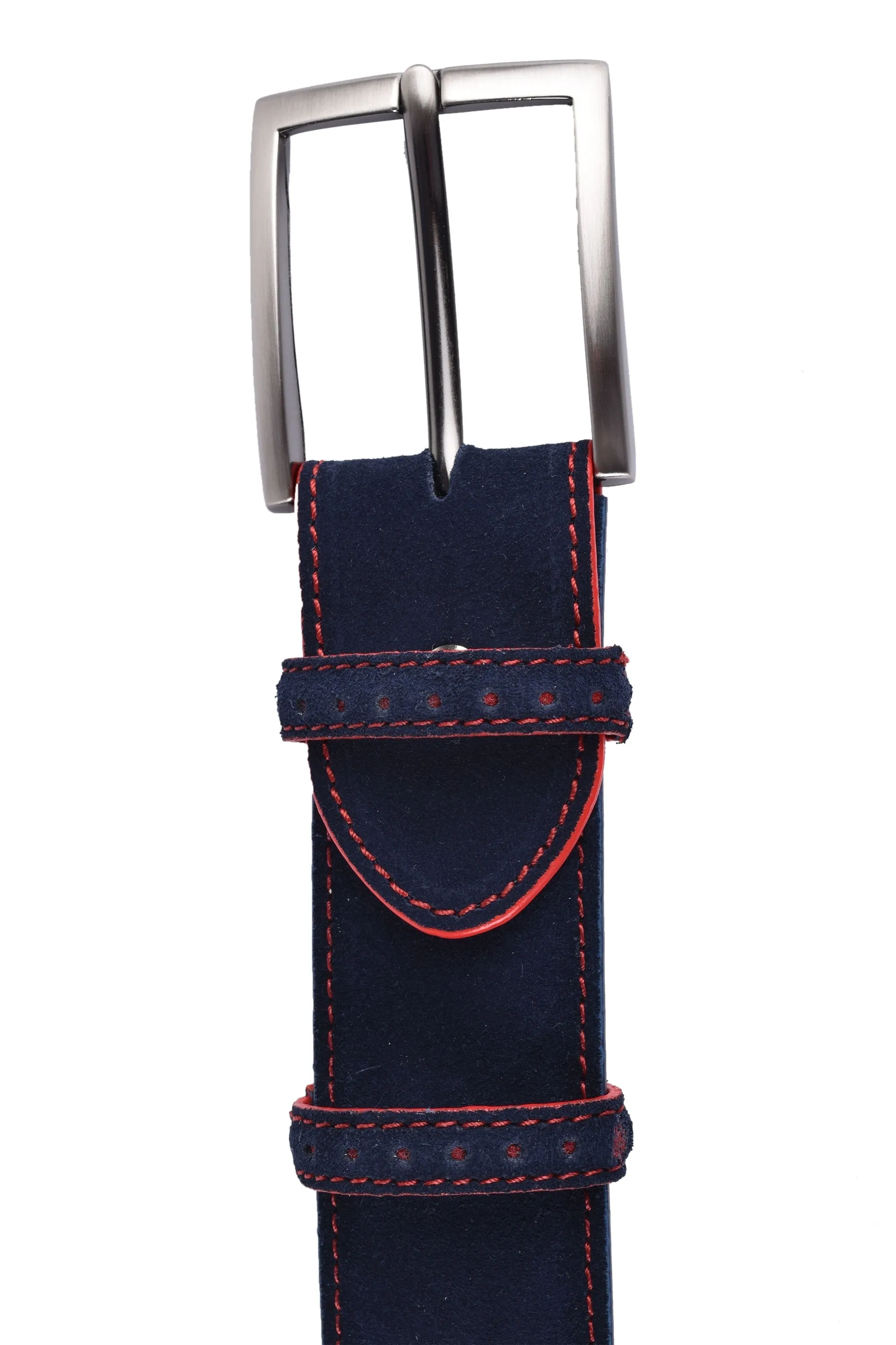 Elliot Rhodes Suede Leather Belt Navy/Red