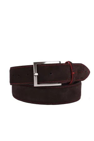 Elliot Rhodes Suede Tip Detail Belt Choc/Red