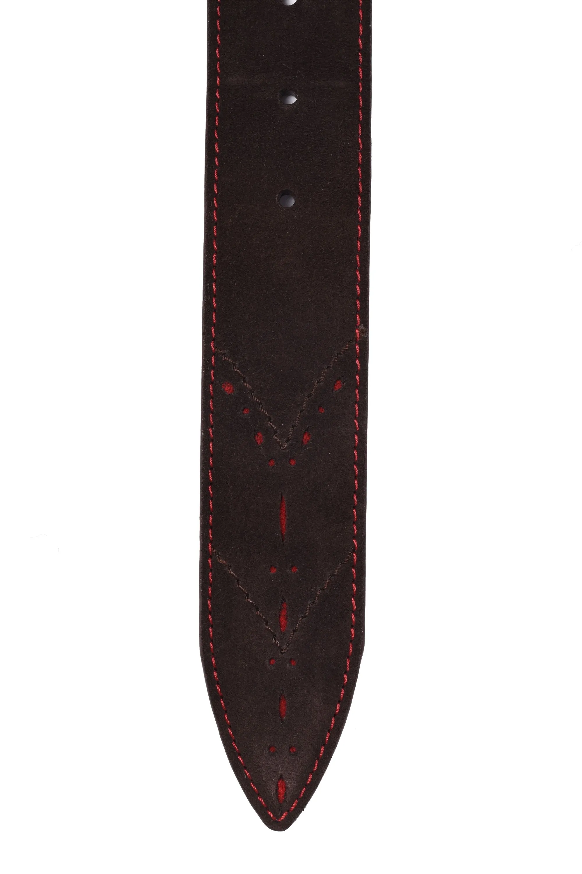 Elliot Rhodes Suede Tip Detail Belt Choc/Red