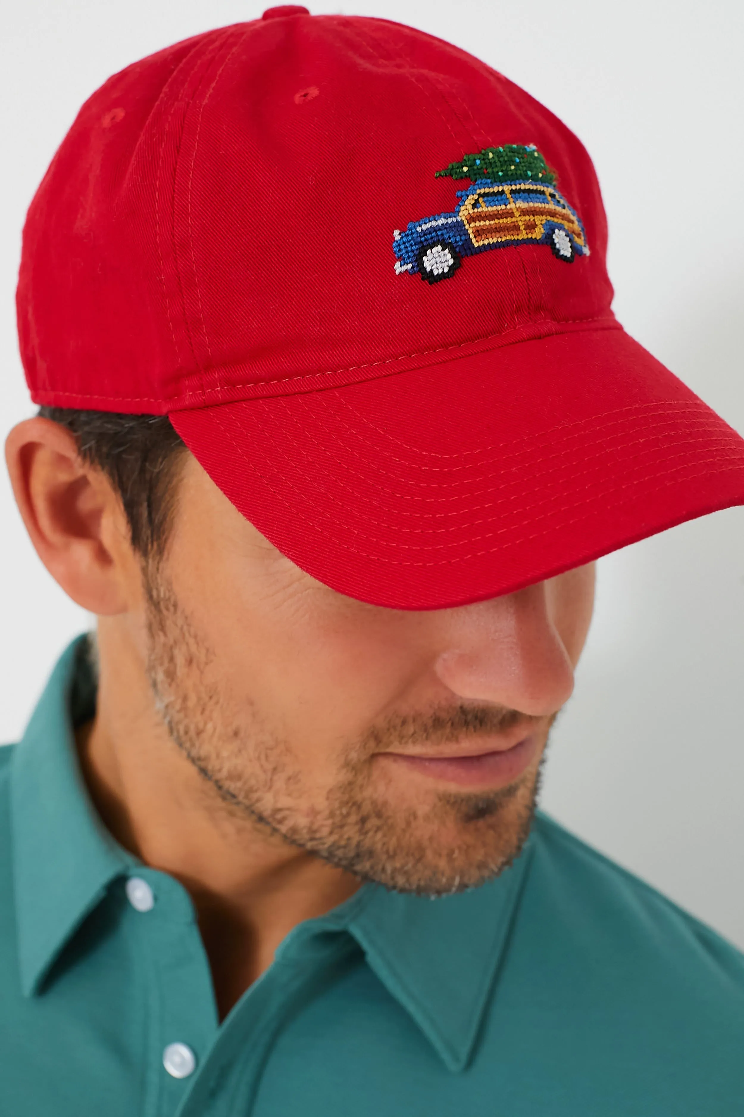 Exclusive Needlepoint Christmas Dad Wagon Hat
