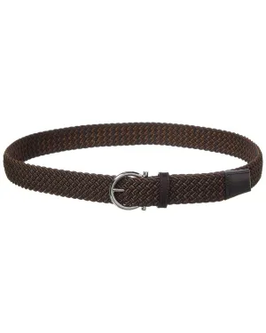Ferragamo Gancini Woven & Leather Belt