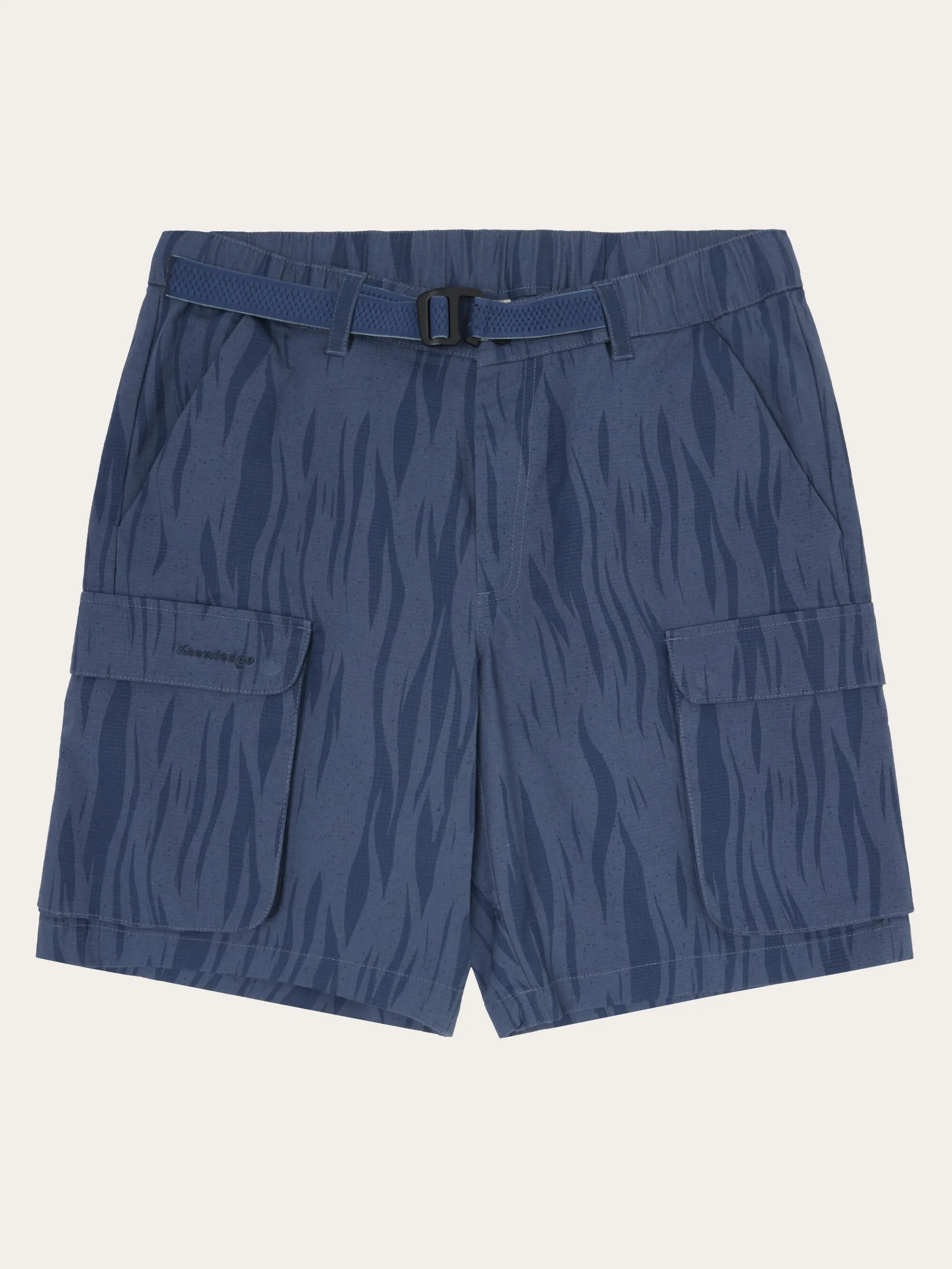FLINT ripstop Northern Lights twill belt cargo shorts - GOTS/Vegan - Blue Knowledge Cotton