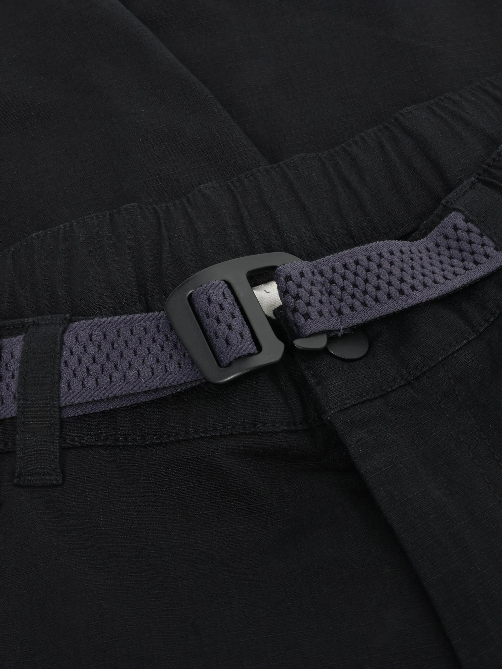 FLINT ripstop twill belt cargo shorts - GOTS/Vegan - Black Jet Knowledge Cotton