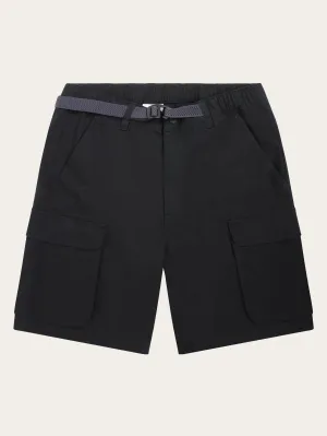 FLINT ripstop twill belt cargo shorts - GOTS/Vegan - Black Jet Knowledge Cotton