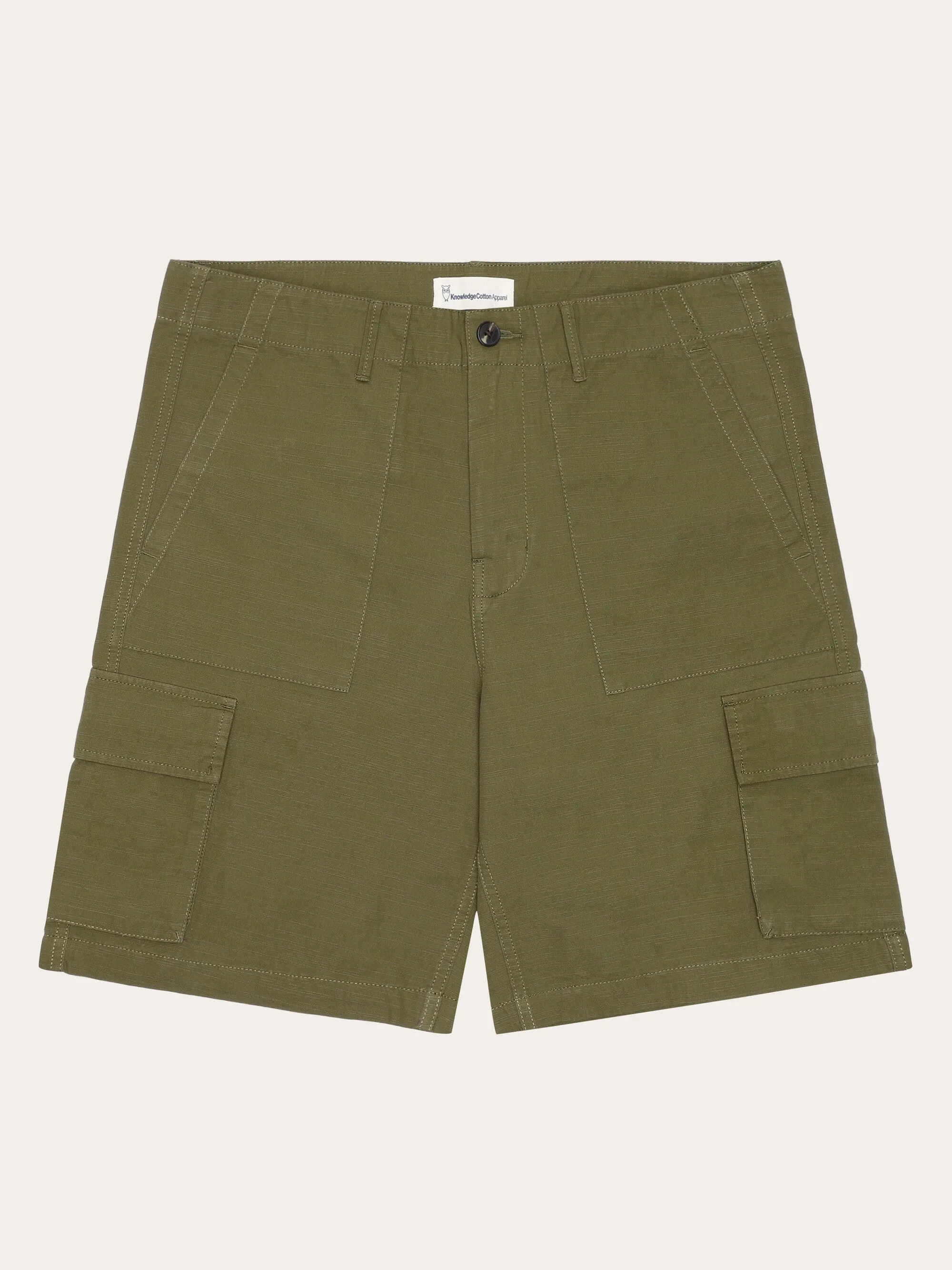 FLINT wide slub yarn shorts - GOTS/Vegan - Burned Olive Knowledge Cotton