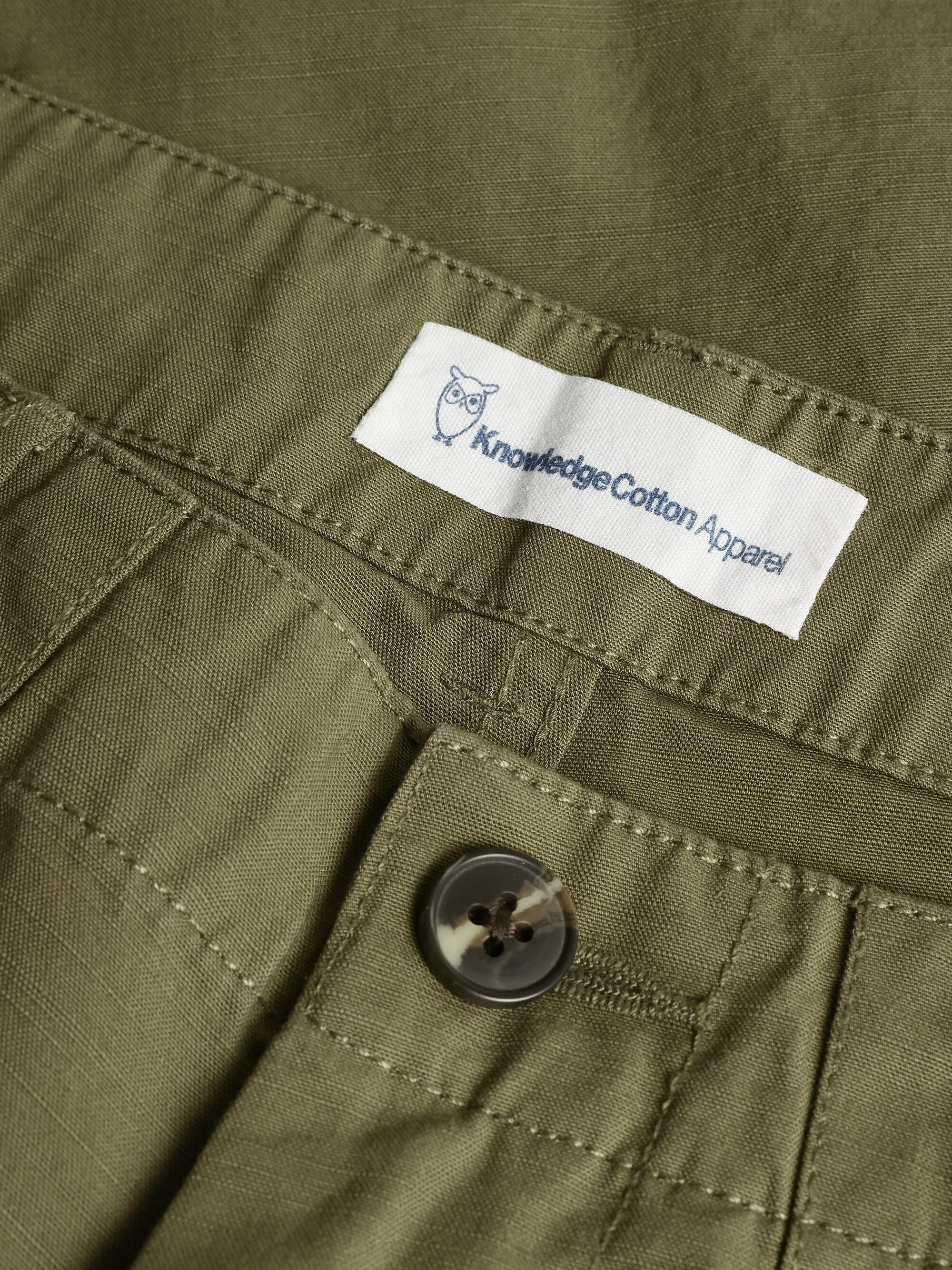 FLINT wide slub yarn shorts - GOTS/Vegan - Burned Olive Knowledge Cotton