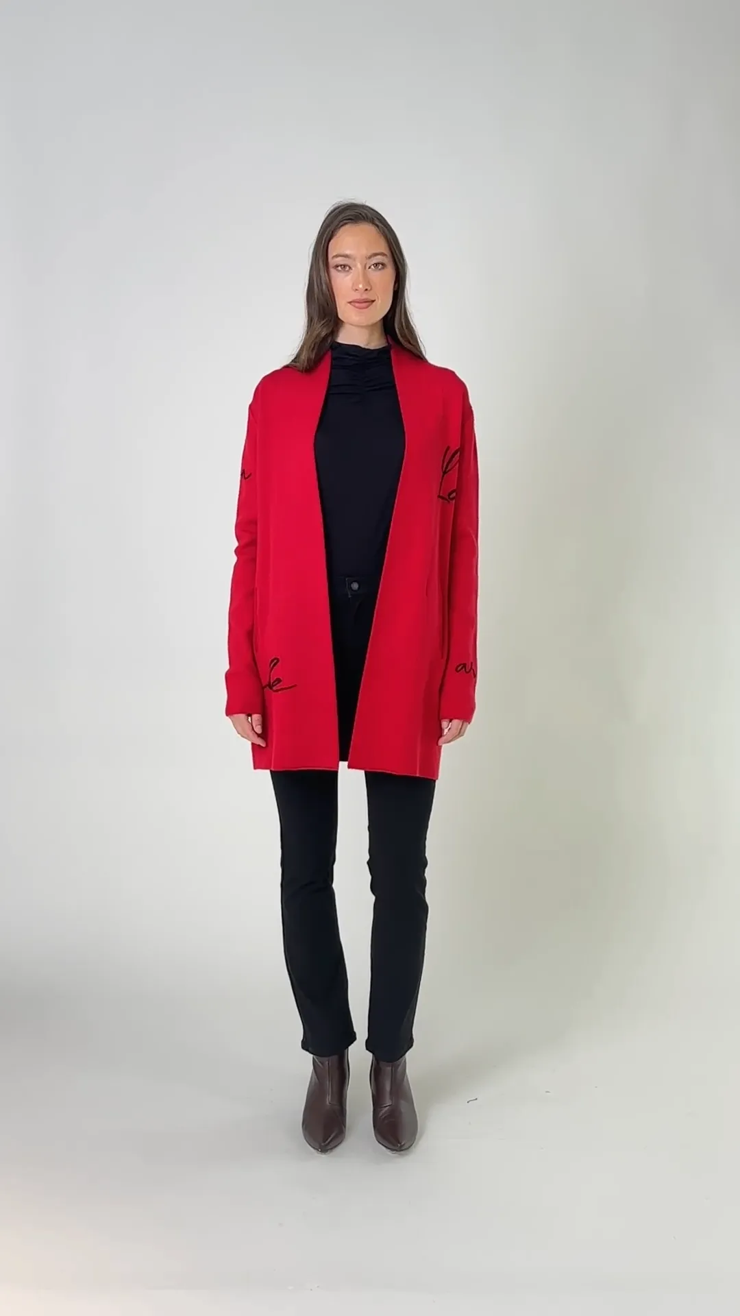 Frank Lyman - Casual Long Sleeve Cardigan - 244697 - Red/Black