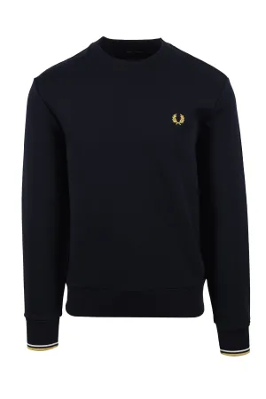 Fred Perry Crew Neck Sweatshirt Navy/Ecru/Honeycomb