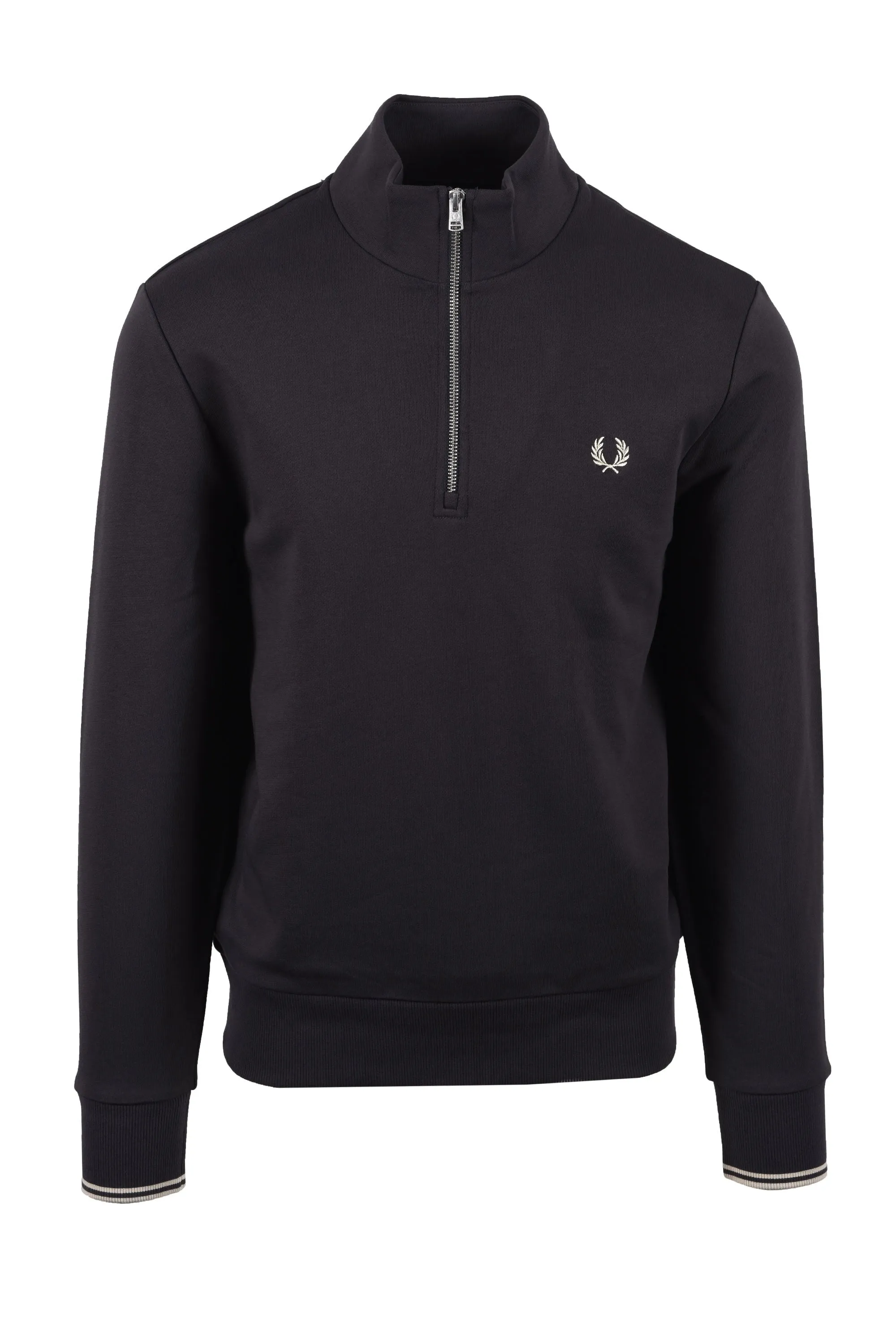 Fred Perry Half Zip Sweatshirt Anchor Grey/Oatmeal