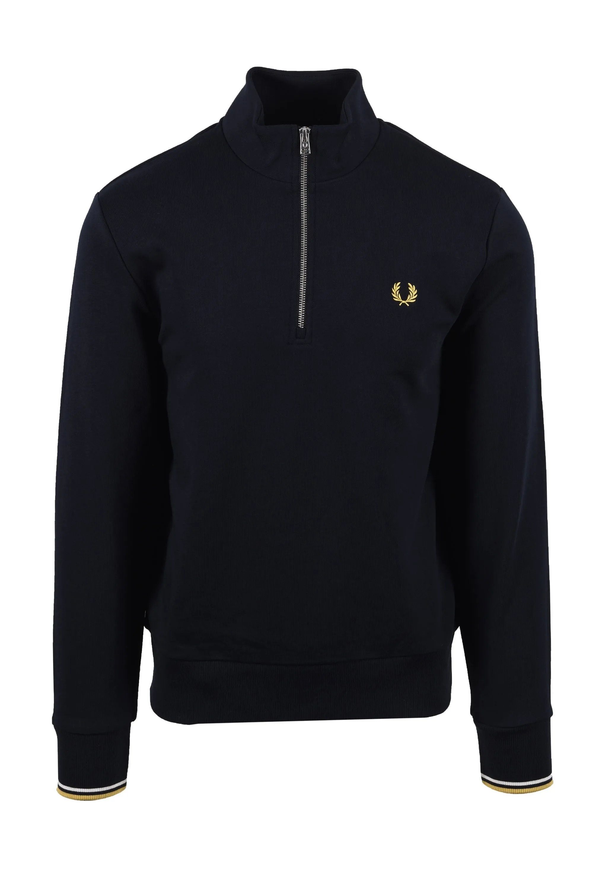 Fred Perry Half Zip Sweatshirt Navy/Ecru/Honeycomb