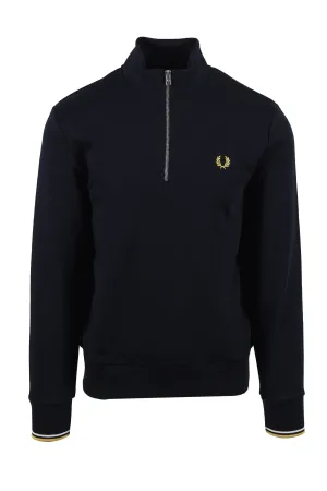 Fred Perry Half Zip Sweatshirt Navy/Ecru/Honeycomb